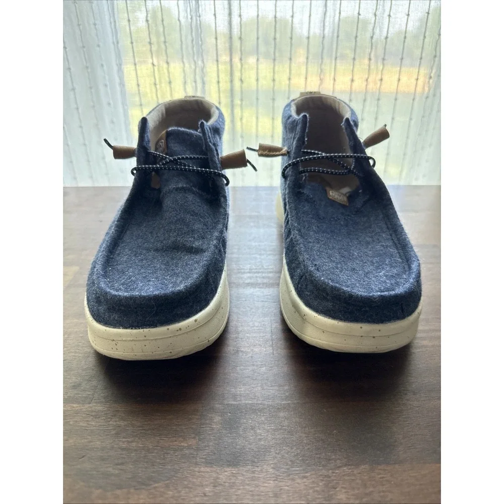 Hey Dude Wendy Peak Hi Wool Navy Blue Chukka Boots Sz 8 Platform Mid-Top